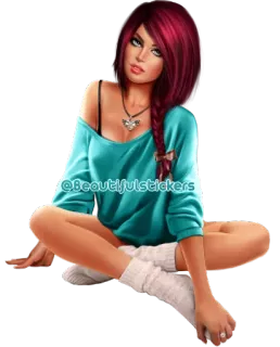 😒 b6c80c9a @Beautifulstickers femme, autocollant, belle, fille, dessin animé, illustration telegram sticker