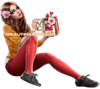 💕 e2931568 BEAUTIFUL STICKERS femme, fille, jolie, mignon, sticker, roses, boîte telegram sticker