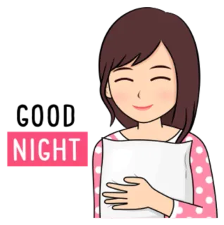 🌙 bb8f09f5 NIGHT กลางคืน, ราตรีสวัสดิ์, การนอนหลับ, หมอน, การ์ตูน whatsapp sticker