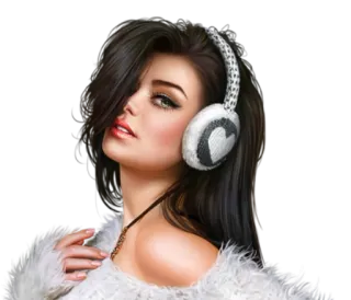 🎧 71b560a0 femme, casque, fourrure, portrait whatsapp sticker