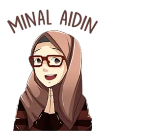 😃 0f596bff Хиджаб, Мусульманка, Женщина, Очки, Приветствие whatsapp sticker