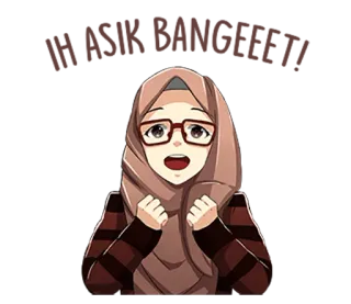 😍 94ada8e9 мультфильм, женщина, хиджаб, очки, милый whatsapp sticker