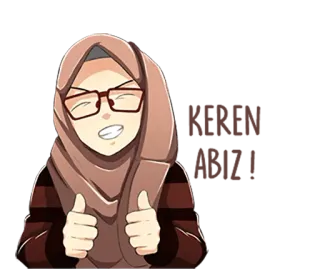 😝 d45af080 Хиджаб, Палец вверх, Счастливый, Очки, Мусульманин whatsapp sticker