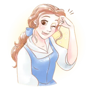 😜 11802bf5 Belle Beauty and the Beast 贝儿, 美女与野兽, 迪士尼, 卡通, 公主, 眨眼 telegram sticker