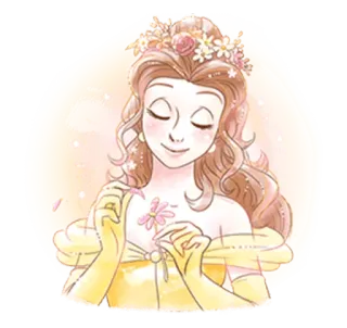 😌 dfd134d9 Belle Beauty and the Beast 贝儿, 迪士尼, 公主, 美女与野兽, 花 telegram sticker