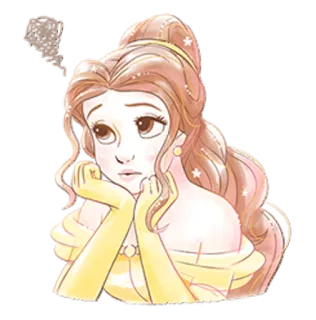 🙁 84798682 Belle Beauty and the Beast Disney, Prinzessin, Belle, Die Schöne und das Biest, Cartoon, traurig, nachdenklich telegram sticker