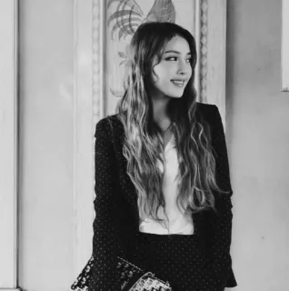 🌚 158e1acf woman, fashion, style, portrait, black and white, business attire telegram sticker