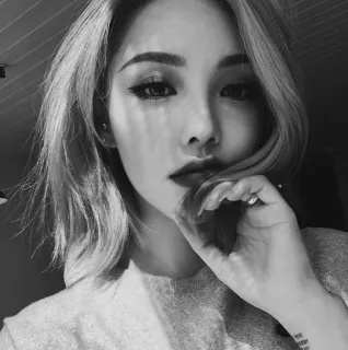 🥀 74b53935 woman, portrait, black and white, female, makeup, face telegram sticker