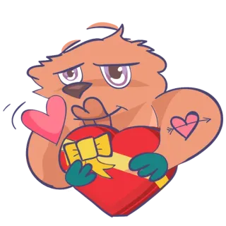 😍 cb871e53 バレンタイン, 愛, ハート, プレゼント, かわいい, アニメ, キャラクター telegram sticker