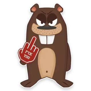 🖕 008978a4 F*CK YOU castoro, cartone animato, dito medio, offensivo, gesto, insulto telegram sticker