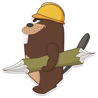 🌲 4eba4b5e castoro, cartone animato, costruzione, animale, lavoratore, elmetto telegram sticker