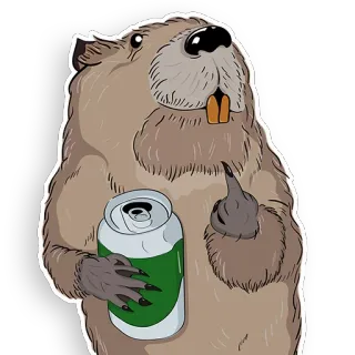 🖕 81d852a9 castoro, animale, dito medio, offensivo, birra, cartone animato, adesivo telegram sticker