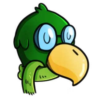 😌 24d8aef8 鸟, 绿色, 卡通, 眼镜, 可爱, 动物, 贴纸 whatsapp sticker