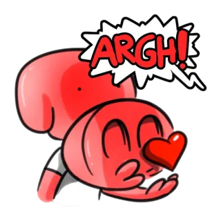 😘 cc560d67 ARGH! 生气, 惊叹号, 沮丧, 卡通, 红色, 爱心 whatsapp sticker