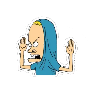 😈 6a274675 Butthead Beavis and Butt-Head 瘪四与大头蛋, 卡通, 连帽衫, 冒犯, 生气 telegram sticker