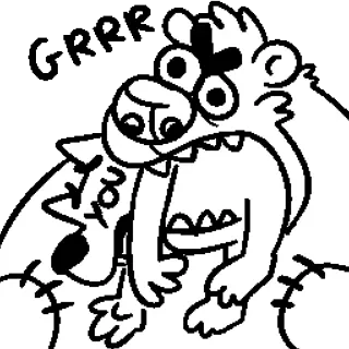 🐻 a333586d GRRR สัตว์, ต่อสู้, สัตว์ประหลาด, คำราม, สเก็ตช์, การ์ตูน telegram sticker