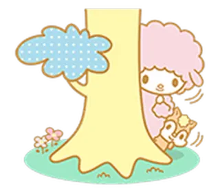 🌳 17fbf631 Kartun, Lucu, Kawaii, Binatang, Pohon, Awan telegram sticker