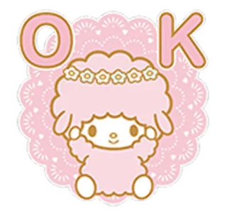 👌 2c9c232d OK domba, lucu, merah muda, kawaii, hewan, stiker, OK telegram sticker