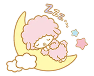 🌙 6891a6c0 ZZZ domba, bulan, bintang, tidur, imut, merah muda, kartun telegram sticker