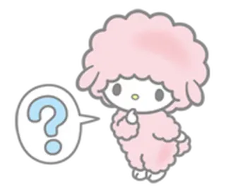 🤔 6ef778dc imut, domba, tanda tanya, merah muda, karakter telegram sticker