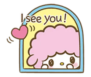 💏 85c10f48 I see you! imut, kartun, mengintip, karakter, merah muda, hati telegram sticker