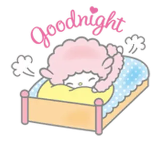 🌙 c60050c7 Goodnight tidur, selamat malam, tempat tidur, awan, kawaii telegram sticker