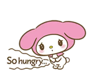 🤤 ca4b4ac6 My Melody So hungry... imut, kawaii, lapar, sanrio telegram sticker