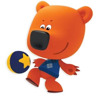 ⚽ ecafd26b Bear bear, cartoon, animal, orange, football, cute telegram sticker