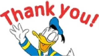 😄 2ec139d2 Donald Duck Thank you! danke, cartoon, donald duck, gruß, disney telegram sticker