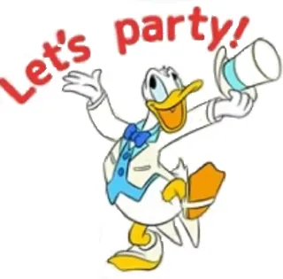 🎉 3f7c468c Donald Duck Let's party! donald duck, party, cartoon, disney, feier, ente telegram sticker