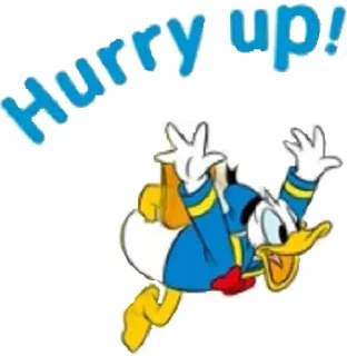 😰 e3a345e0 Donald Duck Hurry up! donald duck, beeilung, cartoon, disney, animation, rennen, geschwindigkeit telegram sticker