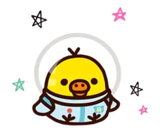 🐤 085b30ab アヒル, 宇宙飛行士, 宇宙, 漫画, かわいい, 動物, 星 telegram sticker