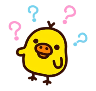 🐤 1b32062b 黄色いひよこ, はてなマーク, かわいい, 漫画, 困惑 telegram sticker