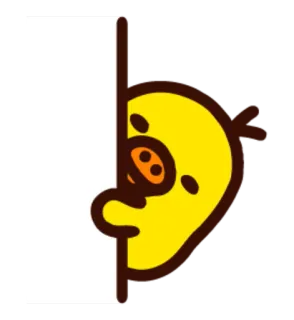🐤 bae254d9 アヒル, 漫画, 覗き見, 黄色, 可愛い, 動物, キャラクター telegram sticker