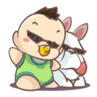 😎 cba48071 เด็กทารก, สุนัข, การ์ตูน, แว่นกันแดด, น่ารัก, มิตรภาพ telegram sticker