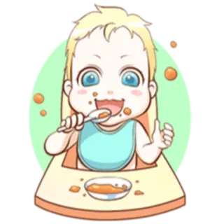 🍔 1d8b4e65 婴儿, 儿童, 吃饭, 勺子, 食物, 可爱 telegram sticker