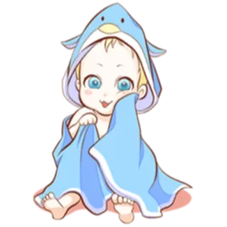 🙂 26220935 婴儿, 孩子, 企鹅, 毛巾, 可爱 telegram sticker