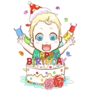 🍰 3a524961 HAPPY BIRTHDAY 生日, 蛋糕, 庆祝, 婴儿, 派对, 彩带 telegram sticker