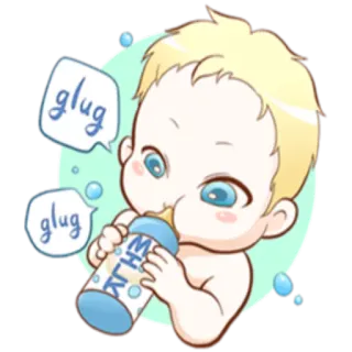 🍼 52cb24ed glug glug 婴儿, 牛奶, 可爱, 卡通, 贴纸 telegram sticker