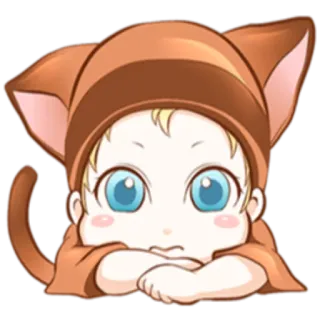 😐 cd818f6e 婴儿, 可爱, 猫, 动物, 帽衫, 卡通, 可爱 telegram sticker