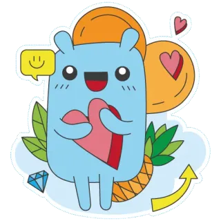 😍 8a95b827 Hoạt hình, Dễ thương, Trái tim, Tình yêu, Nhân vật, Xanh dương telegram sticker