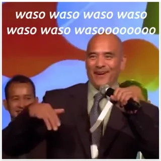 😂 05cdb574 waso waso waso waso waso waso wasooooooo мужчина, поёт, микрофон, костюм, праздник telegram sticker