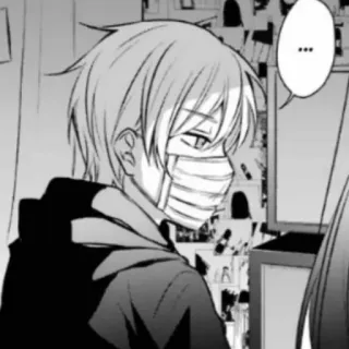 🕸 055f278c ... อนิเมะ, มังงะ, หน้ากาก, ขาวดำ, คิด, ตัวละคร telegram sticker