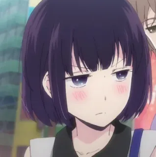 🕸 124269bd สาวอนิเมะ, ผมสั้น, สีหน้าจริงจัง, แก้มแดง, การ์ตูน, ผู้หญิง telegram sticker