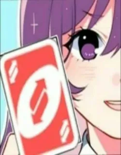 🕸 c68ccf1a อนิเมะ, ไพ่ Uno, ไพ่กลับด้าน, ผู้หญิง, ผมสีม่วง telegram sticker