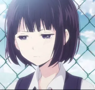 🕸 e313bfca อนิเมะ, นักเรียนหญิง, เศร้า, รั้ว, การ์ตูน telegram sticker