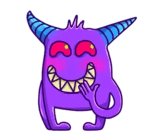 ☺️ 1eee8659 monstre, violet, créature, dessin animé, cornes, mignon, personnage telegram sticker
