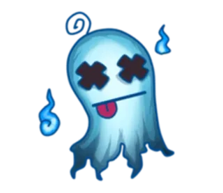 😵 1f88f30b fantôme, dessin animé, halloween, effrayant, mort, yeux en croix telegram sticker