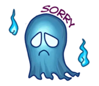 🙁 3c037d2b SORRY fantôme, désolé, excuse, bleu, mignon, dessin animé, émotion telegram sticker