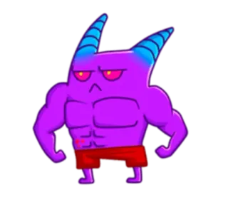 🎽 a1e45f15 démon, monstre, dessin animé, créature, violet, cornes telegram sticker